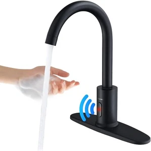 Touchless Bathroom Faucet-Tall Automatic Sensor Sink Faucet with Deck Plate - Picture 1 of 8