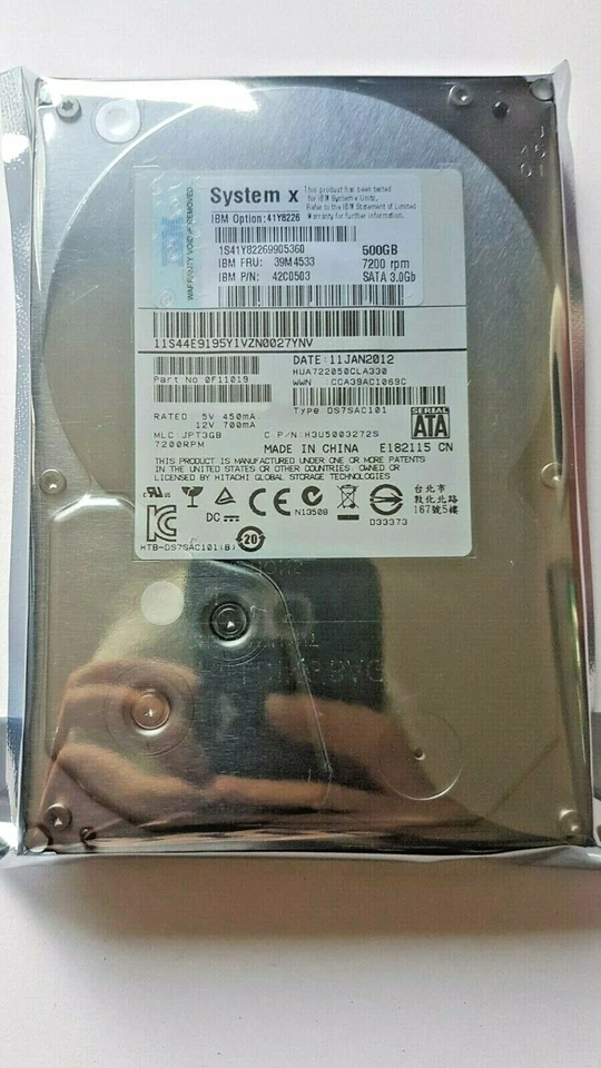 500 GB SATA IBM System X 41Y8226 HUA722050CLA330 7200 RPM 3.5 " Hard Drive New - Image 1 of 1