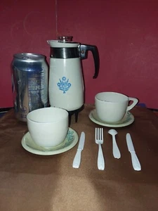[G9] Vintage Banner Spielzeug Kornblume Kaffeekanne mit Heizung, Tassen Untertassen & Besteck - Bild 1 von 12