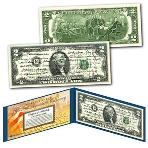 ALL 46 U.S. PRESIDENT SIGNATURES 2022 Genuine Legal Tender $2 Bill with Display - Picture 1 of 1