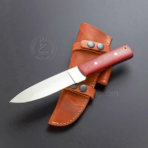 Rare!! Handmade Full Tang D2 Camp Mate Red Micarta Hunter Bowie Knife Red - Picture 1 of 3