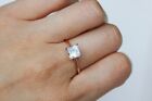 Princess Cut Natural Moonstone Rose Gold Plated Over Silver Dainty Promise Ring
