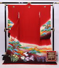 HikiFurisode Kimono Japan Yuzen Artist, Akira Akiyama Brand, Long-Sleeved Classi