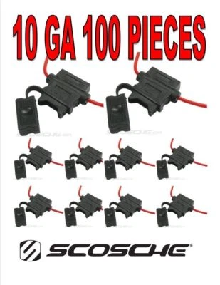 100 Pcs 10 Gauge ATC Blade Heavy Duty Fuse Holder Car Audio Auto 12 Volt Install - Image 1 of 3