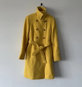 J. Crew Belted Lady Coat wool Blend midi Yellow Size 8 Career Preppy Old Money - Picture 1 of 15