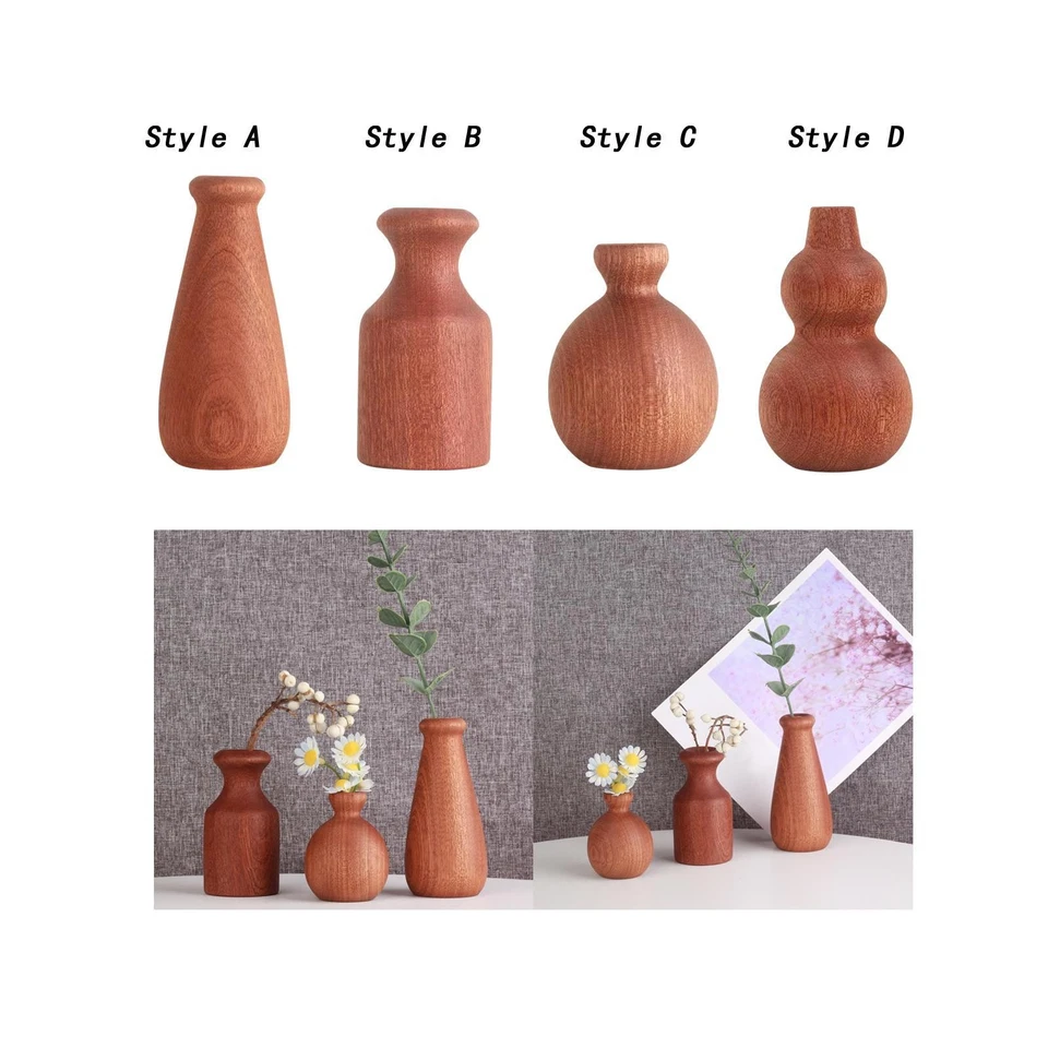 Wooden Flower Vase, Plant Pot Holder Desktop Table Centerpieces Planter Bud Vase - Image 1 of 1
