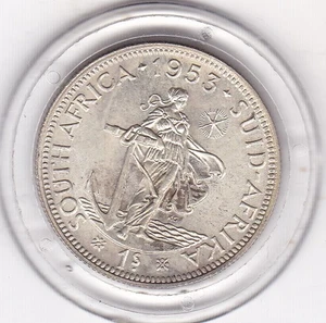 Sharp Südafrika 1953 Silber (50%) One Shilling Münze / QEII - Bild 1 von 2