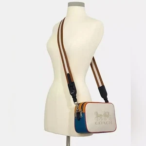 Bolso bandolera Coach Jes de cuero para cámara en bloques de color blanco amarillo azul para mujer - Imagen 1 de 14