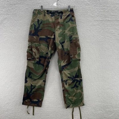 Military Pants Mens 30x28 Green Brown Woodland Camo Cargo BDU Canvas GI Workwear - Image 1 of 4