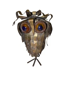 Vintage grande metallo gufo curtis jere scultura brutalista uccellino statuina vedi nota - Foto 1 di 6