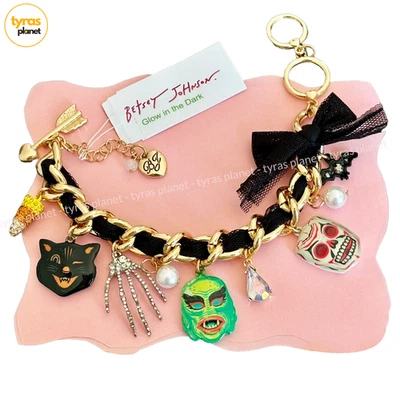 Betsey Johnson Halloween Charm Bracelet Masks cat candy Corn skeleton Hand - Image 1 of 4