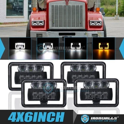 Para Western Star 4900 Semirremolque 4x 4x6" Faros LED Alta/Baja DRL H4651 Lámpara Foto 1 de 4