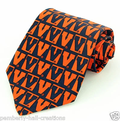Virginia Cavaliers 男式丝绸领带大学学院标志橙色领带  — 第 1/3 张图片