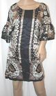 MOTHER BRIDE SILKY SATIN DRESS FORMAL GOWN BLACK KERCHIEF TUNIC S 4 6