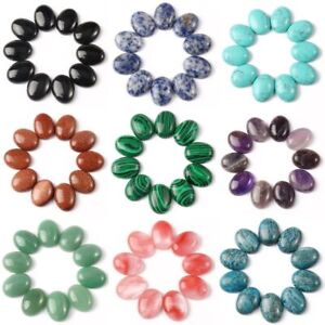 10pcs Natural Stone Beads Oval Shape Mix Crystal Bracelet Necklace Jewelry Craft