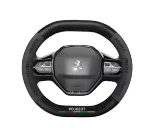 15" PU Leather+Carbon fiber Steering Wheel Cover For PEUGEOT BLandtrek Partner - Picture 1 of 10