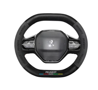 15" PU Leather+Carbon fiber Steering Wheel Cover For PEUGEOT BLandtrek Partner - Image 1 of 4