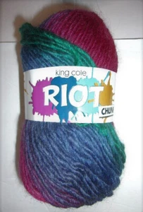 King Cole Riot Chunky Yarn Wool Blend 100g, Cool (Same Dye Lot), Sold Per Skein - Picture 1 of 6
