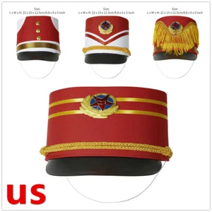 Kids Marching Band Hat Drum Major Hat Toy Soldier Cap Performance Costumes - Picture 1 of 58