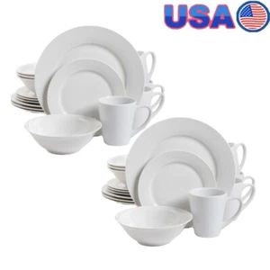 32 Piece Ceramic Dinnerware Set Plates Bowls Mugs Dishwasher Microwave Safe New - Picture 1 of 6