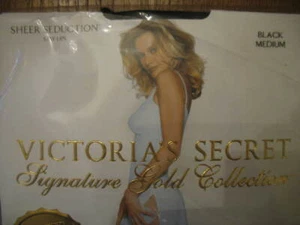 Victoria's Secret Signature Gold Selection Sheer Seduction Stay Ups BLACK Medium - Picture 1 of 4