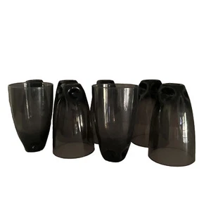 SMOKED HIGHBALL (Hard plastic) Tumblers DIMPLED BASES Set 8 BAR WARE 16 OZ - Picture 1 of 11