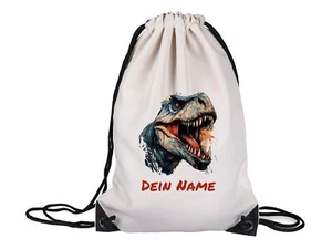 Dino Stoffbeutel Turnbeutel personalisiert Rucksack Dinosaurier, Sportbeutel - Bild 1 von 7