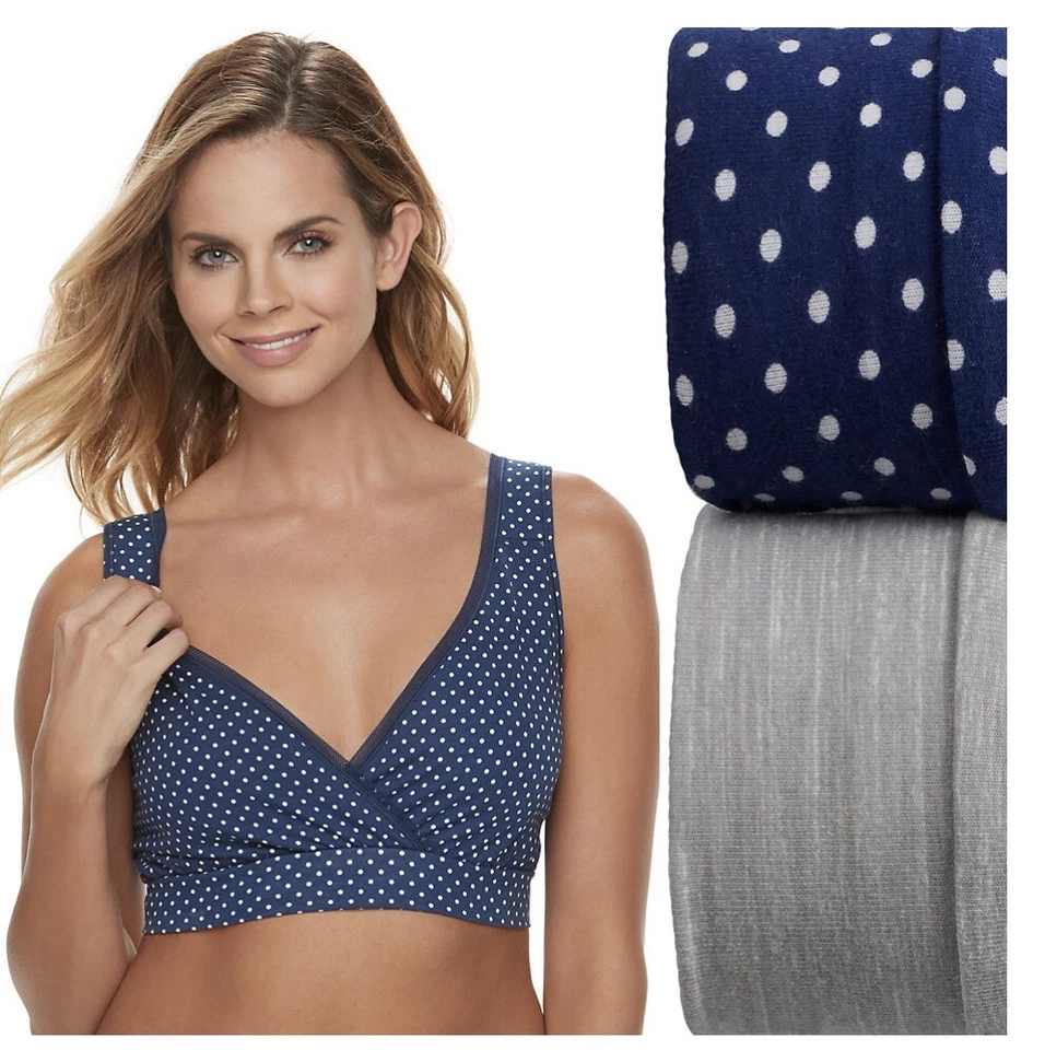 Playtex 2Pack Nursing Pullover Sleep Bra Wirefree Cool Comfort Small US02PK