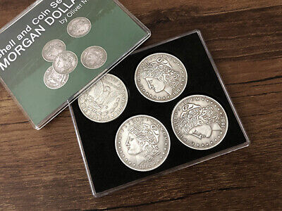 Morgan Dollar Shell And Coin Set 5 Coins + 1Head Shell +1Tail Shell Magic Tricks • 23.99$