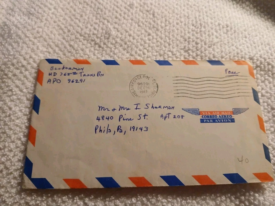U.S-1967-AIRFORCE POSTAL,APO,96291-TO PHILADELPHIA - Image 1 of 1