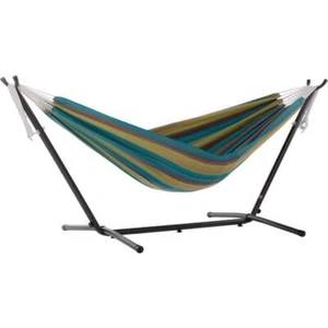 Vivere Sunbrella Hammock 110" Portable Heavy-Duty w/ Metal Tri-beam Stand Lagoon - Picture 1 of 3
