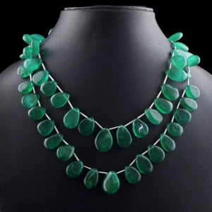 2 Strand Green Onyx 545.00 Cts Gorgeous Beaded Jewelery Necklace VK 27 E634 - Picture 1 of 3