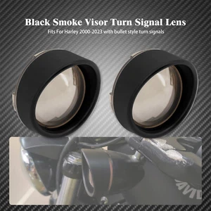 Turn Signal Bullet Visor Deuce Smoked Lens Cover Fit For Dyna Softail Sportster - Picture 1 of 13