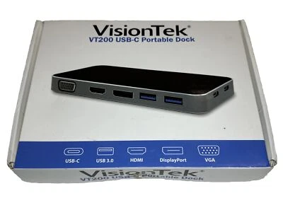 VisionTek VT200 USB C 3.0 Portable Dock Part# 901226 -USB 3.0, HDMI, DisplayPort - Image 1 of 3