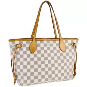 Bolso de Mano Louis Vuitton Damier Azur Neverfull PM Cuero Tela Blanco 2726 - Imagen 1 de 24