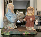 Vintage Child Mary And Joseph Ceramic Figurines On Way To Manger