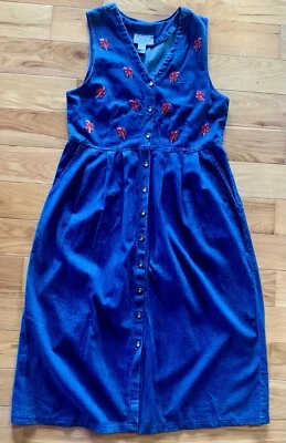 Jane Ashley Denim Bastones Bordados Botón Frontal Abuela M De Colección Foto 1 de 4