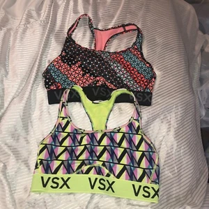 2 Victoria's Secret Push Up Yellow Sport Bra VSX Athletic lined  Cross Back sz M - Picture 1 of 3