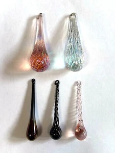 Hand-blown glass teardrop ornaments (Set of 5) - 3 inches long - Picture 1 of 3