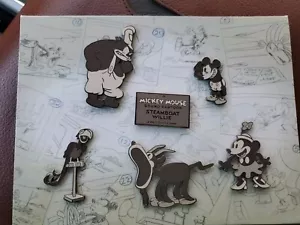 Steamboat Willie Pin Set Classic Sound Cartoon Minnie Pete Black White Disney - Picture 1 of 12