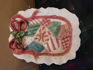 1992 FITZ & FLOYD CHRISTMAS QUILT PLATE - Picture 1 of 8