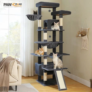 PAWZ Road 81" Extra Tall Cat Tree Tower for Large Cats with Large Hammocks Ball - Picture 1 of 38