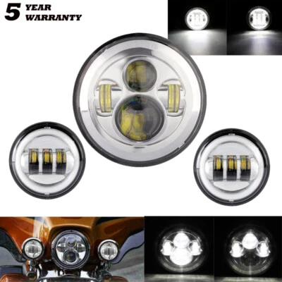 Faro LED 7" pulgadas + luces de paso para Harley Electra Glide Classic FLHTC Foto 1 de 4