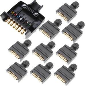 10x black 7 pin flat plug male connector caravan trailer adapter boat quick fit - Picture 1 of 9