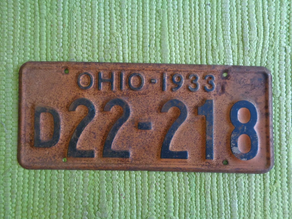 1933 Ohio License Plate OH 33 Tag D22-218 - Изображение 1 из 1