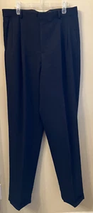 Eddie Bauer Black Wool Pleated Front Classic Cuffed Dress Pants 34 W 34 "Tall" - Picture 1 of 8
