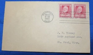 USA SCOTT # 865 FDC Two John Whittier 2 cent 1940 Haverhill MA se-tenant pair - Picture 1 of 2