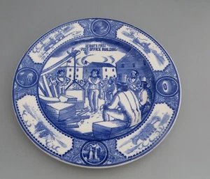 Copeland Spode England Historic Scene Detroit's First Post Office Building Plate - Picture 1 of 10