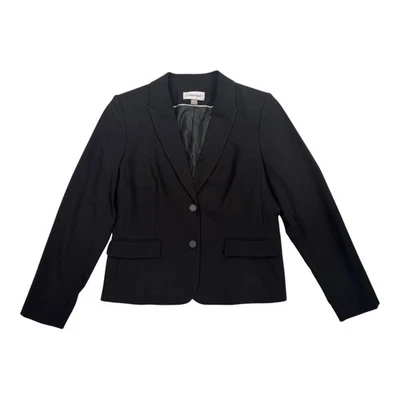 Blazer a medida Calvin Klein para mujer negro con solapa bolsillo dos botones - talla 12 nuevo con etiquetas Foto 1 de 4