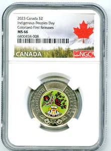 2023 $2 CANADA NGC MS66 INDIGENOUS PEOPLES DAY COLOR TOONIE TWO DOLLAR - FR - Picture 1 of 2